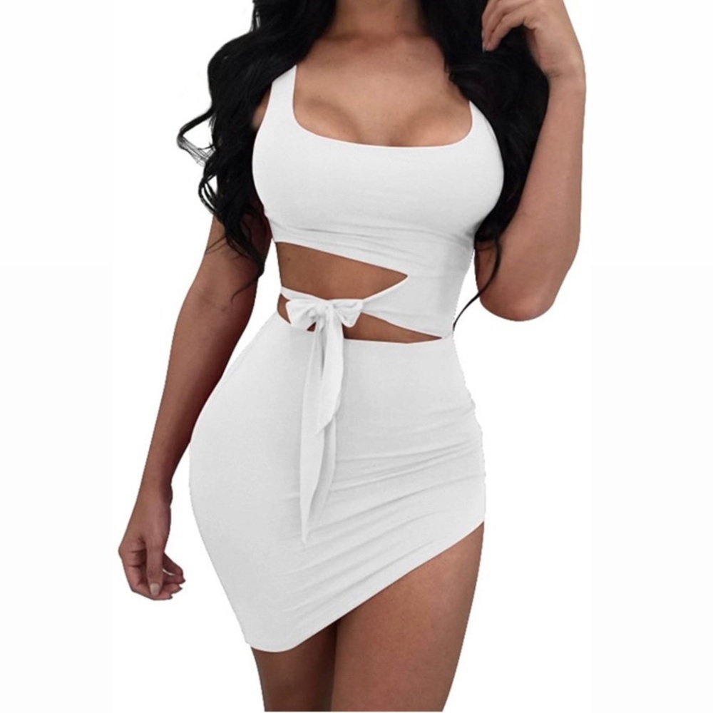 Womens Sexy Bodycon Cut Out Sleeveless Outfit Mini Club Tank Dress